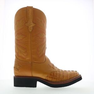Ferrini Mens Crepe Sole Roper Caiman Tail Brown Boots (NWT)